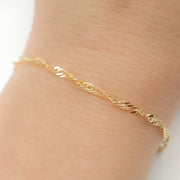 040G2SLMSIT2Bracelet. 14K Solid Yellow Gold Wheat Bracelet